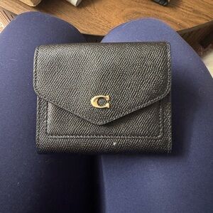 Coach Black Textured Wallet with Gold Accent